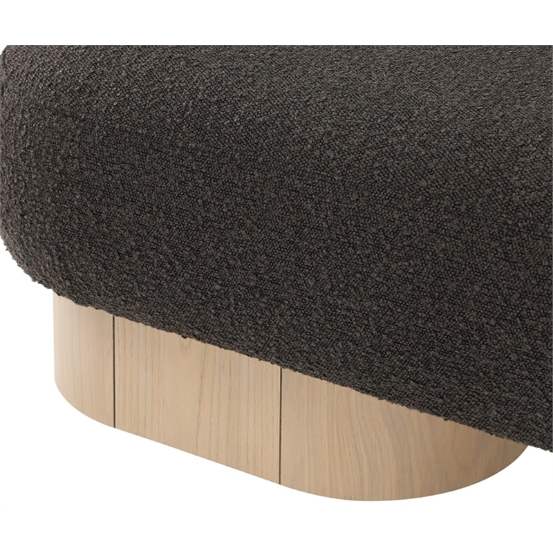 Maklaine Modern / Contemporary Brown Finish Boucle Fabric Bench