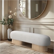 Maklaine Elegant Modern / Contemporary Cream Boucle Fabric Bench