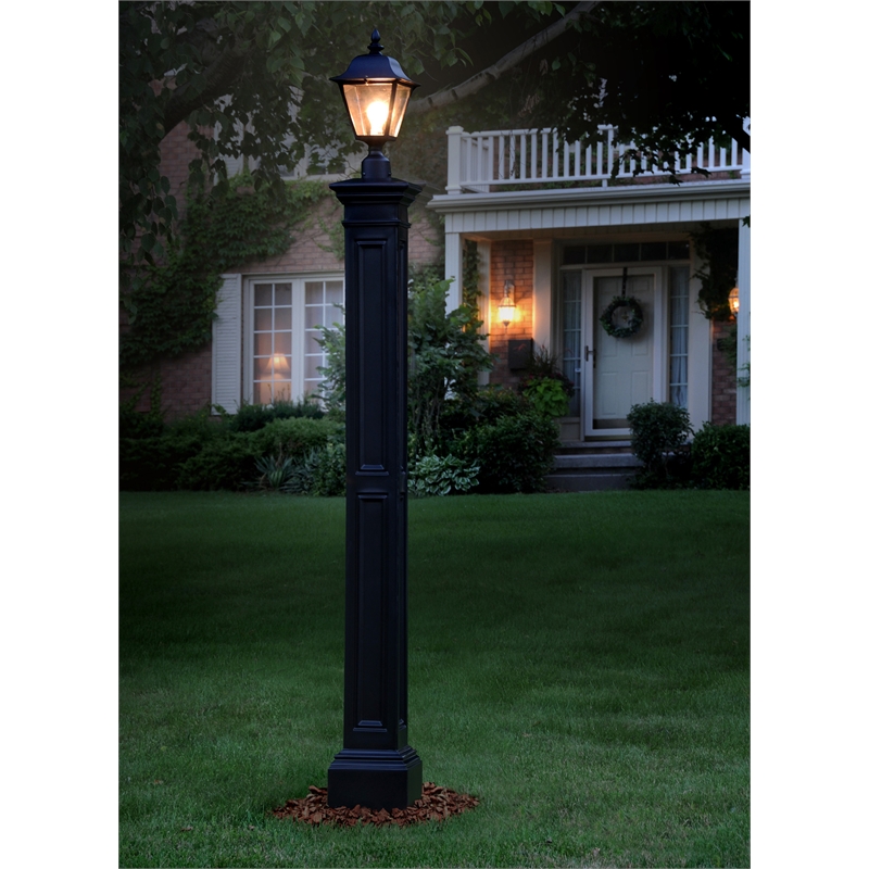 Maklaine Modern Traditional Plastic Lamp Post with Mount in Black