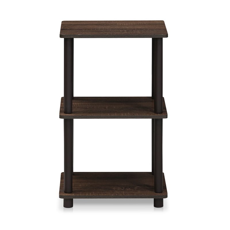 Maklaine Turn-N-Tube Engineered Wood 2 Space Shelf in Walnut/Brown