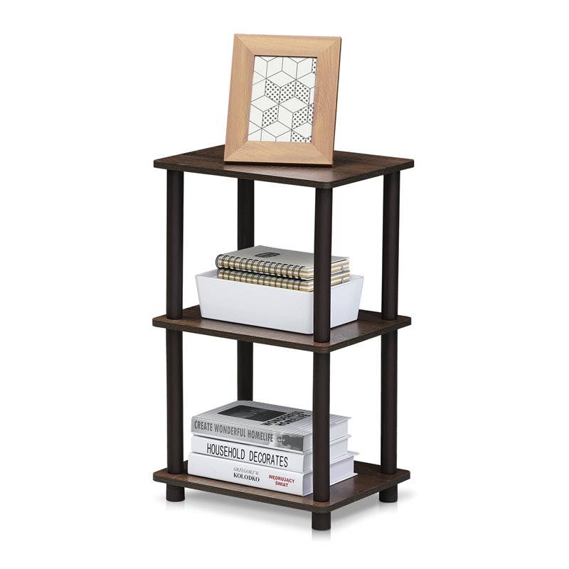 Maklaine Turn-N-Tube Engineered Wood 2 Space Shelf in Walnut/Brown