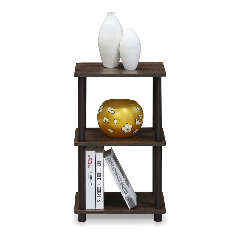 Maklaine Turn-N-Tube Engineered Wood 2 Space Shelf in Walnut/Brown