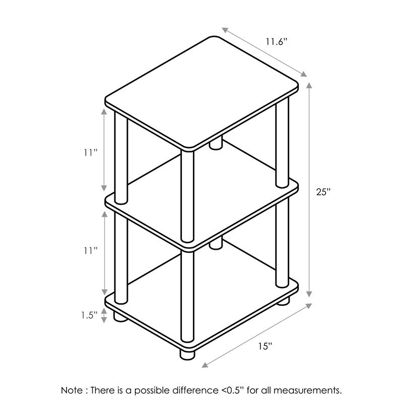 Maklaine Turn-N-Tube Engineered Wood 2 Space Shelf in Walnut/Brown