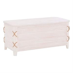 Maklaine Cedar Lined Storage Chest with Rope Detail in White Distressed Wood