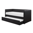 Maklaine Modern / Contemporary Faux Leather Daybed in Black Finish
