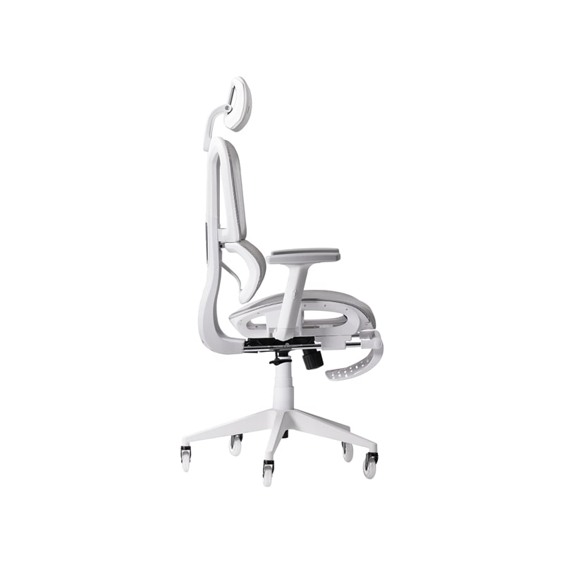 Maklaine Modern Sport Mesh Fabric Gaming Chair in White/Gray