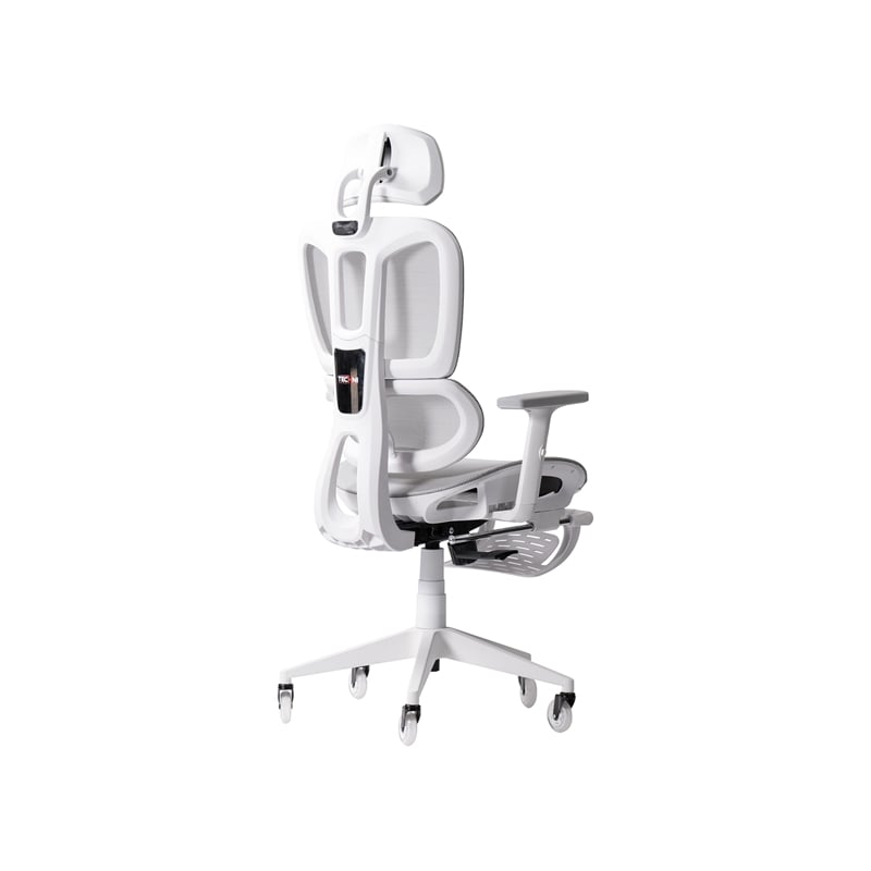 Maklaine Modern Sport Mesh Fabric Gaming Chair in White/Gray