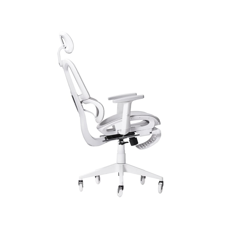 Maklaine Modern Sport Mesh Fabric Gaming Chair in White/Gray