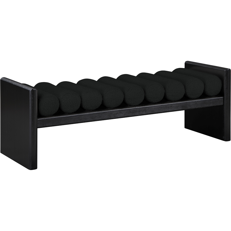 Maklaine Elegant Contemporary Solid Wood Rich Black Frame and Fabric Bench