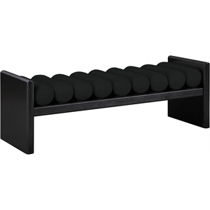 Maklaine Elegant Contemporary Solid Wood Rich Black Frame and Fabric Bench