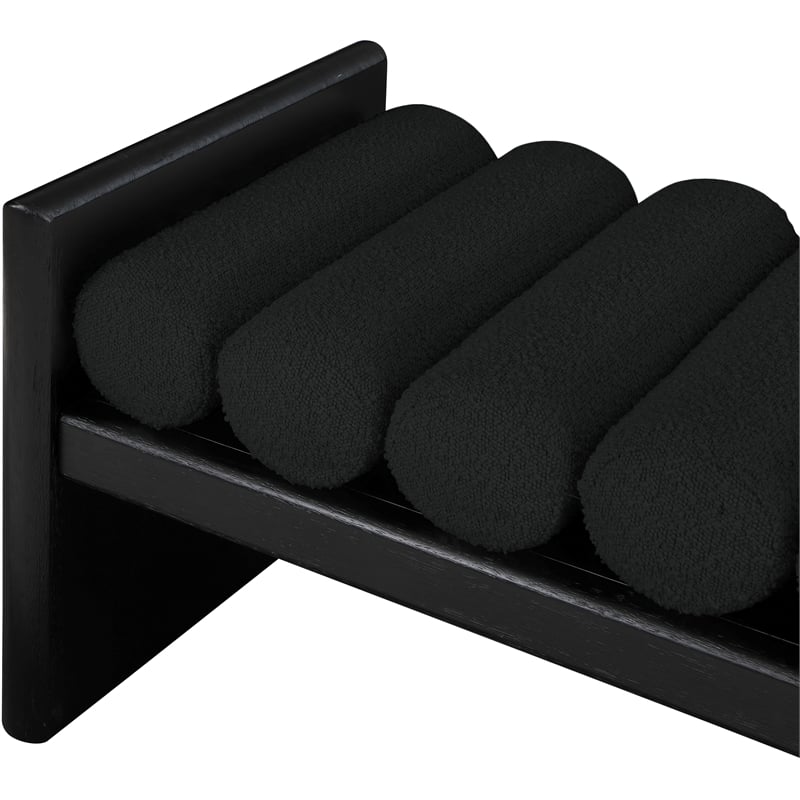 Maklaine Elegant Contemporary Solid Wood Rich Black Frame and Fabric Bench