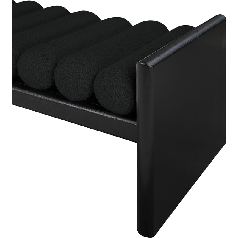 Maklaine Elegant Contemporary Solid Wood Rich Black Frame and Fabric Bench