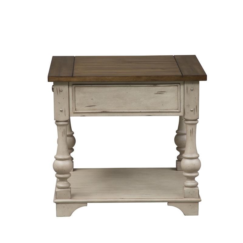 Maklaine Elegant Wood Modern Traditional White Finish End Table