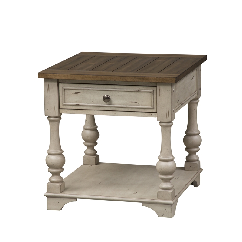 Maklaine Elegant Wood Modern Traditional White Finish End Table