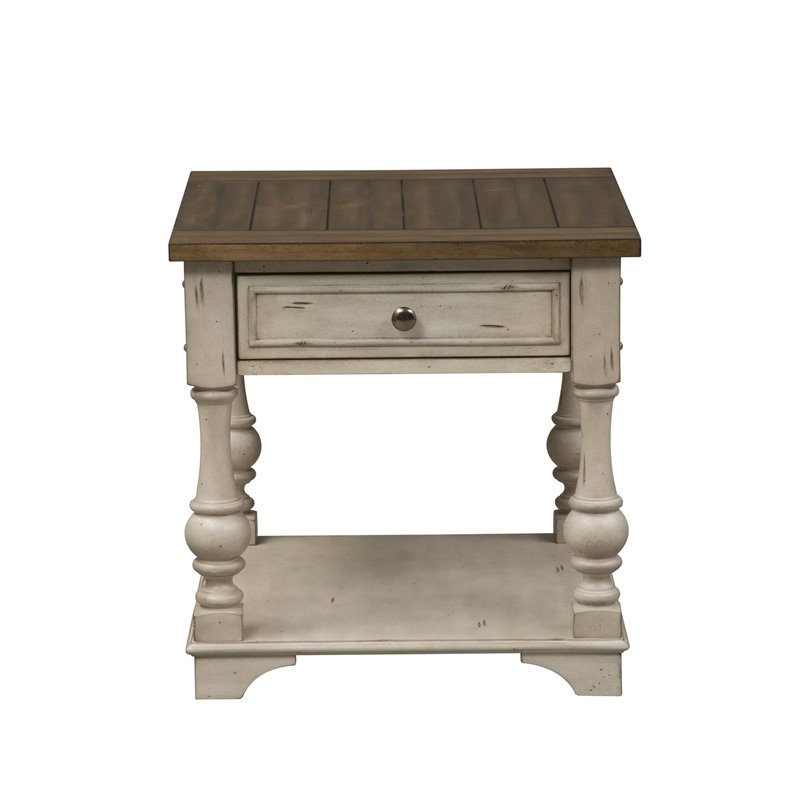 Maklaine Elegant Wood Modern Traditional White Finish End Table