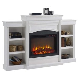 Maklaine Engineered Wood Transitional Mantel Fireplace in White