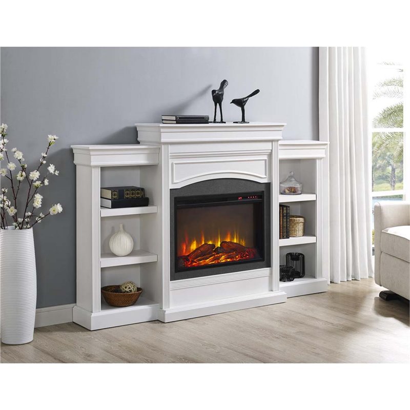 Maklaine Engineered Wood Transitional Mantel Fireplace in White