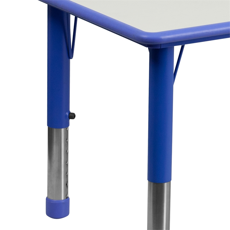 Maklaine Plastic Activity Table Set with 6 School Stacking Chairs in Blue