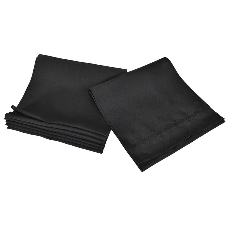 Maklaine 4 Panel Fabric and Metal Room Divider Privacy Screen in Black