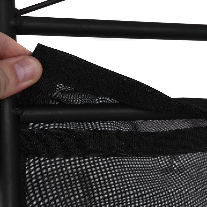 Maklaine 4 Panel Fabric and Metal Room Divider Privacy Screen in Black