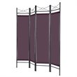 Maklaine 4 Panel Fabric and Metal Room Divider Privacy Screen in Brown