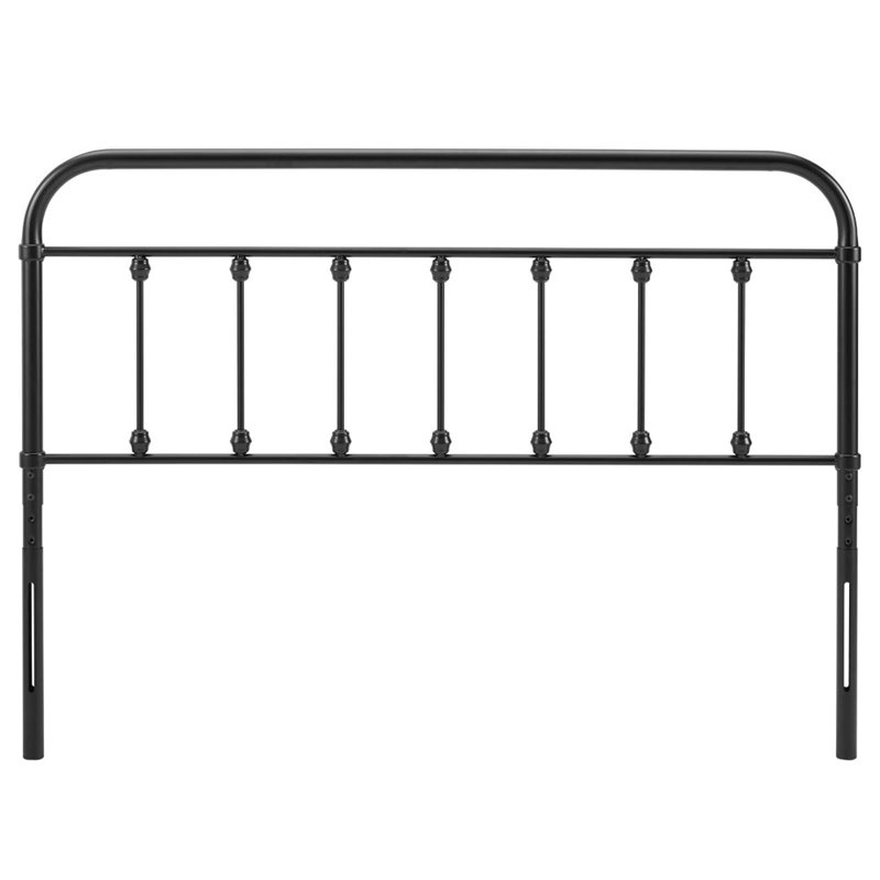 Maklaine Modern Farmhouse King Metal Spindle Headboard in Black