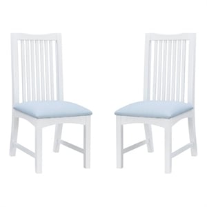 Maklaine Solid Wood Commercial Grade Set of Two Side Chairs in White