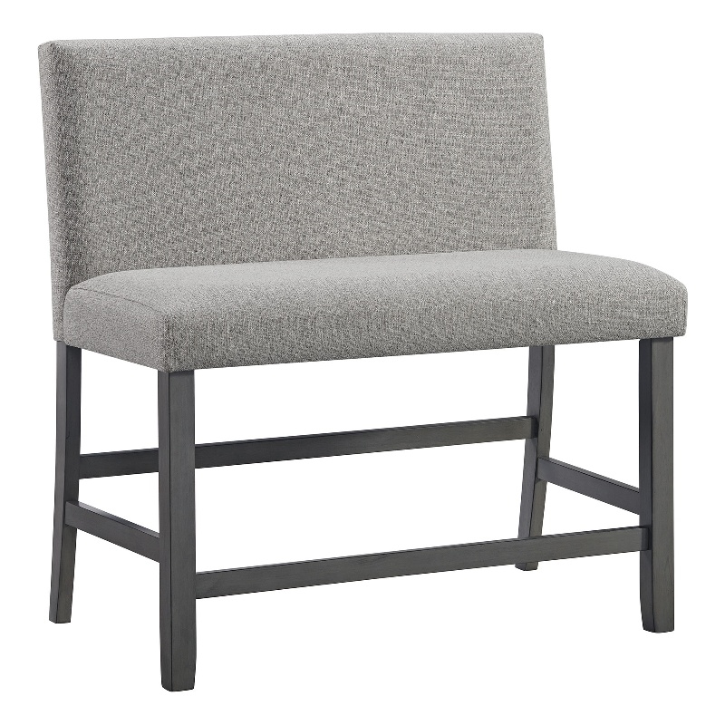 Maklaine Transitional Counter Bench - Upholstered Back in Gray