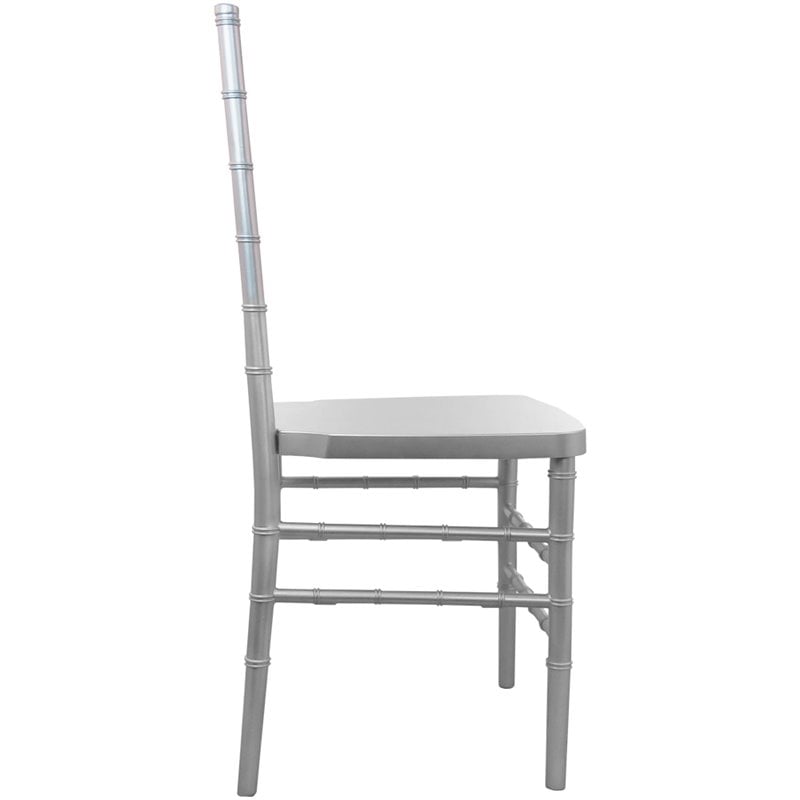 Maklaine Traditional Resin Chiavari Stacking Chair in Silver