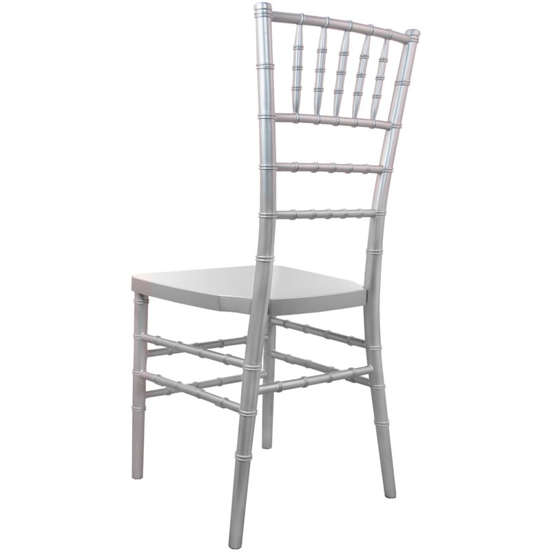 Maklaine Traditional Resin Chiavari Stacking Chair in Silver