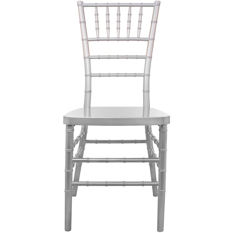 Maklaine Traditional Resin Chiavari Stacking Chair in Silver