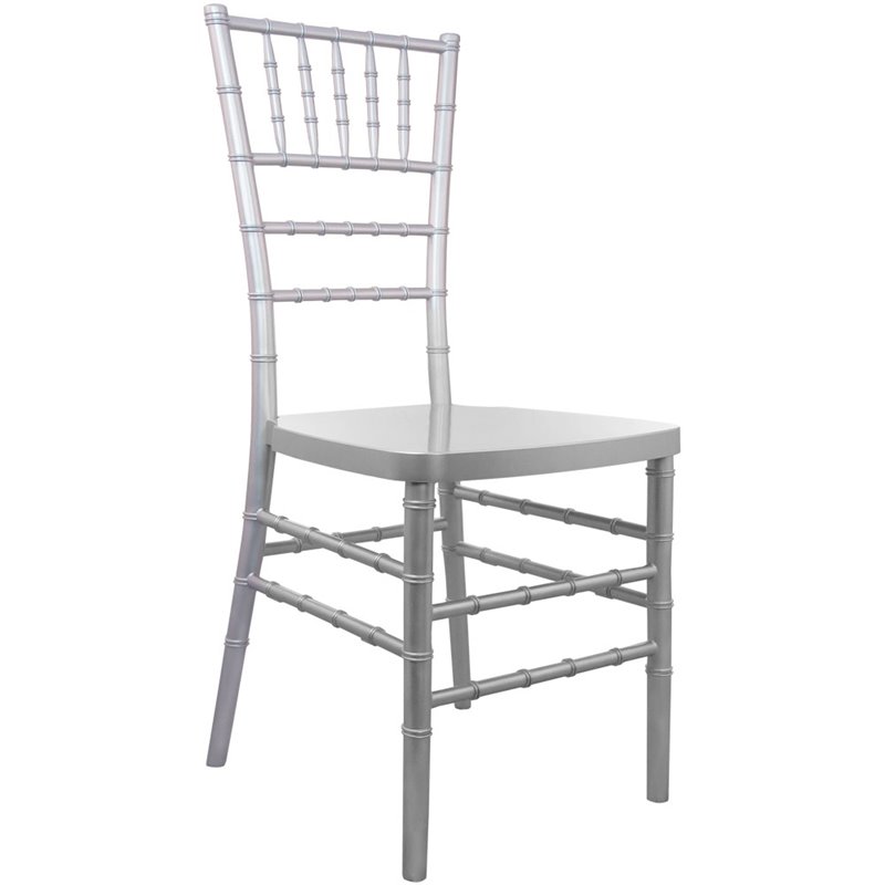 Maklaine Traditional Resin Chiavari Stacking Chair in Silver