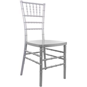 Maklaine Traditional Resin Chiavari Stacking Chair in Silver