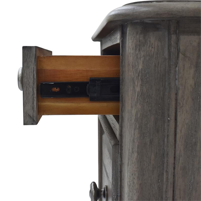 Maklaine Elegant Wood Farmhouse DriftGray 3-drawer Nightstand