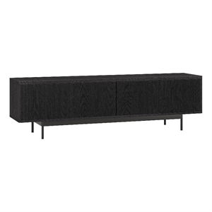 Maklaine 70&quot Engineered Wood/PVC/Metal TV Stand in Black Grain