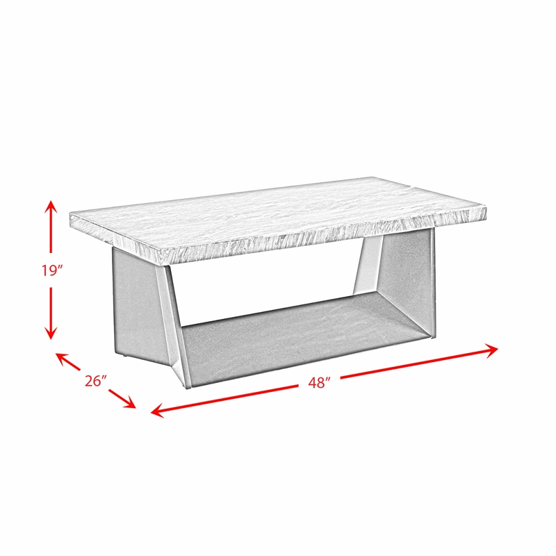 Maklaine Modern / Contemporary Coffee Table with White Marble Top
