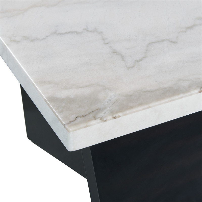 Maklaine Modern / Contemporary Coffee Table with White Marble Top