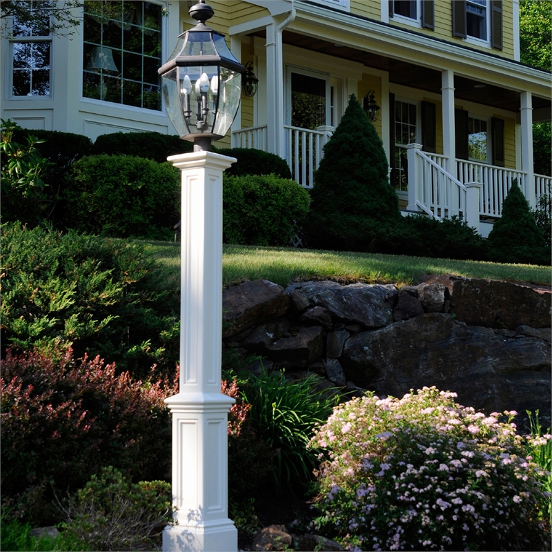 Maklaine Modern Traditional Plastic Lamp Post with Mount in White