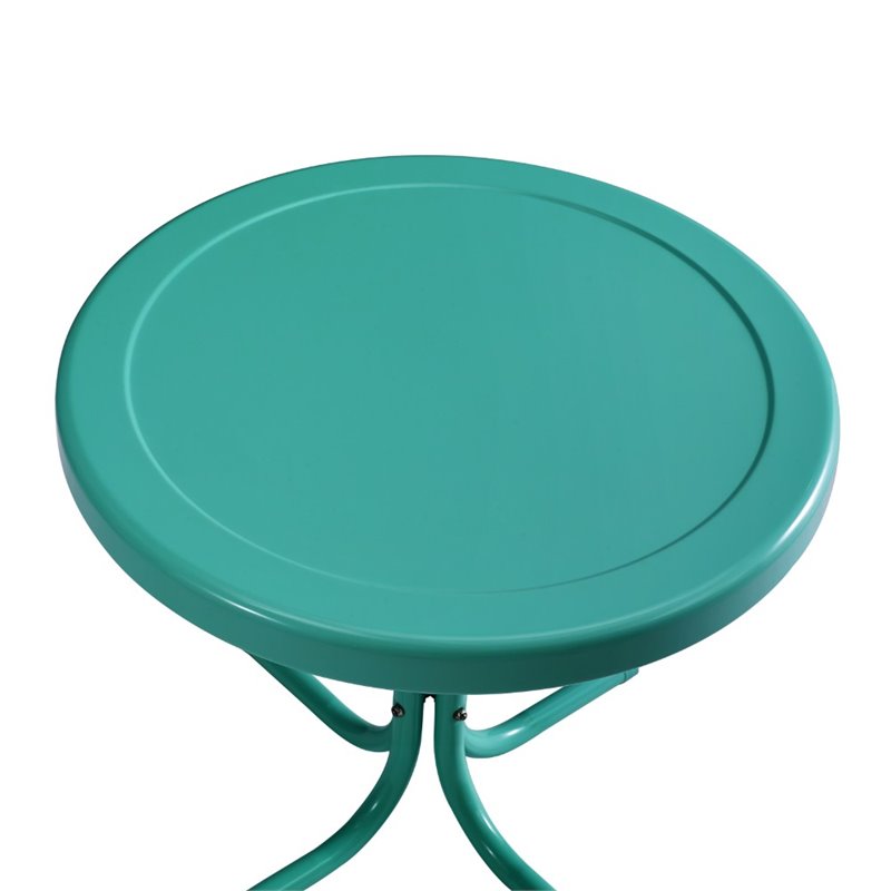 Maklaine Contemporary 3 Piece Metal Outdoor Chair Set in Turquoise Gloss
