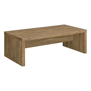 Maklaine Rectangular Farmhouse Engineered Wood Coffee Table in Brown