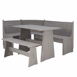 Maklaine Pine Wood Corner Dining Nook Set with Storage in Gray Finish