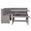 Maklaine Pine Wood Corner Dining Nook Set with Storage in Gray Finish