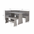 Maklaine Pine Wood Corner Dining Nook Set with Storage in Gray Finish