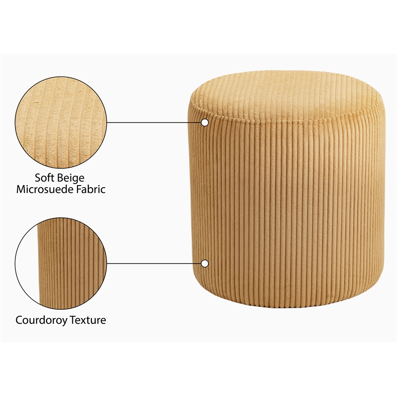 Maklaine Contemporary Soft Yellow Microsuede Fabric Ottoman/Stool
