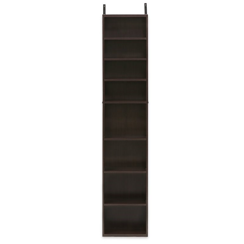 Maklaine Contemporary Engineered Wood 8-Tier Media Tower in Espresso