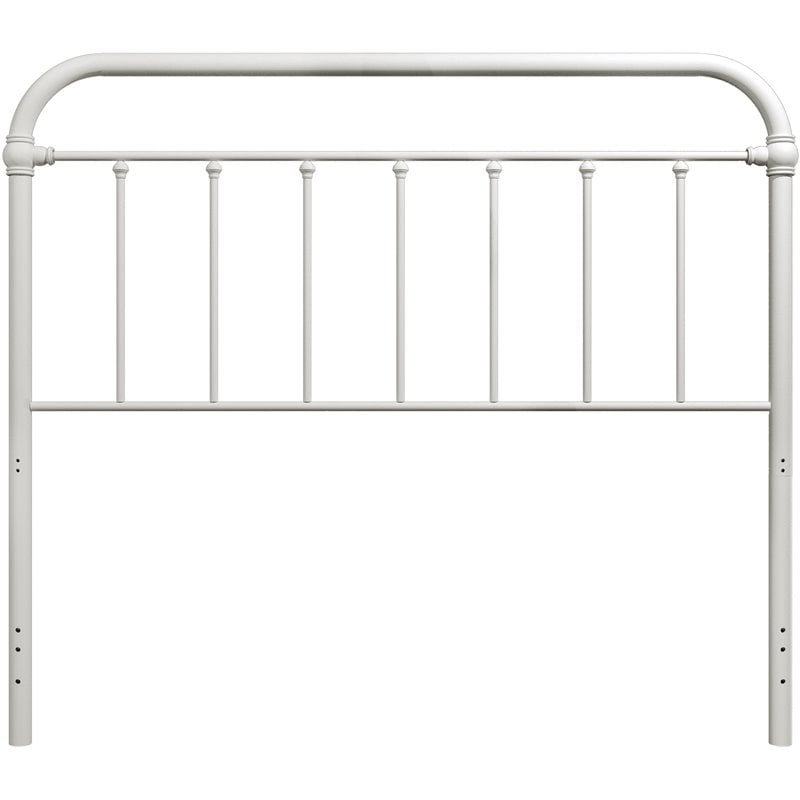 Maklaine Metal Full or Queen Round Spindle Headboard in Soft White