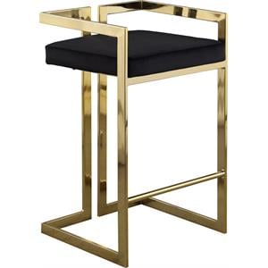 Maklaine Contemporary 27&quotH Velvet Counter Stool in Black (Set of 2)