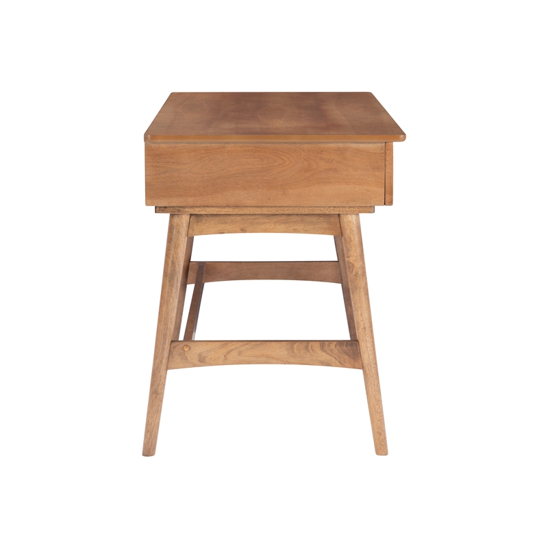 Maklaine Desk 3 Drawers with Woven Rattan Panels in Natural Wood