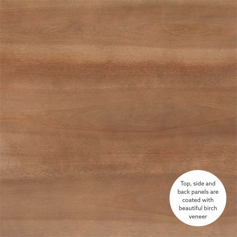 Maklaine Desk 3 Drawers with Woven Rattan Panels in Natural Wood