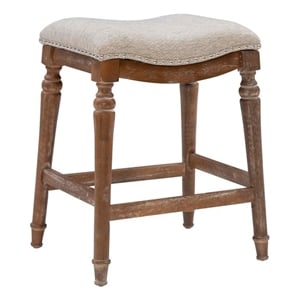 Maklaine Big & Tall 27&quot Padded Saddle Seat Counter Stool in Brown Rubberwood